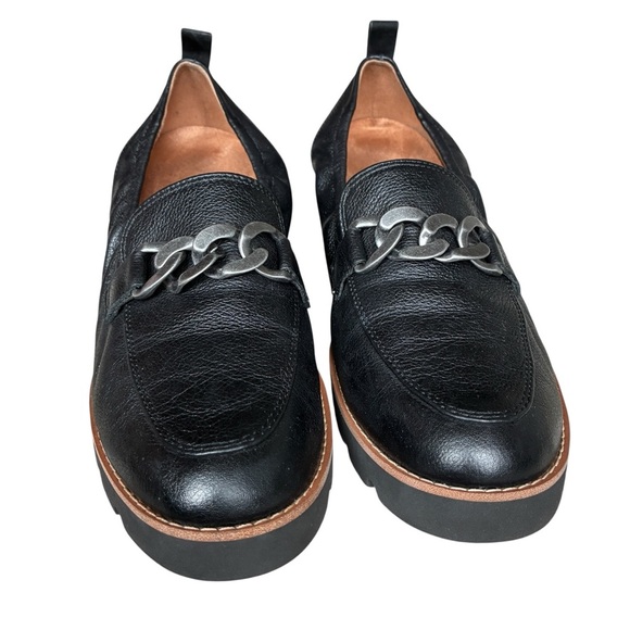 Vionic Cynthia Leather Loafer Chunky Chain Detail Black Leather Size 8 - Picture 3 of 11